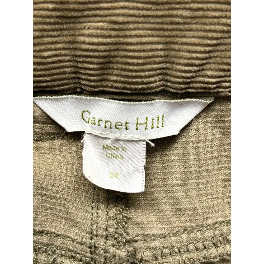 Garnet Hill Pants Olive Brown Corduroys, Tapered Leg, Mid Rise, Size 6
